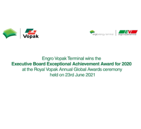 Engro Vopak Terminal received the Executive Board Exceptional Achievement Award for 2020